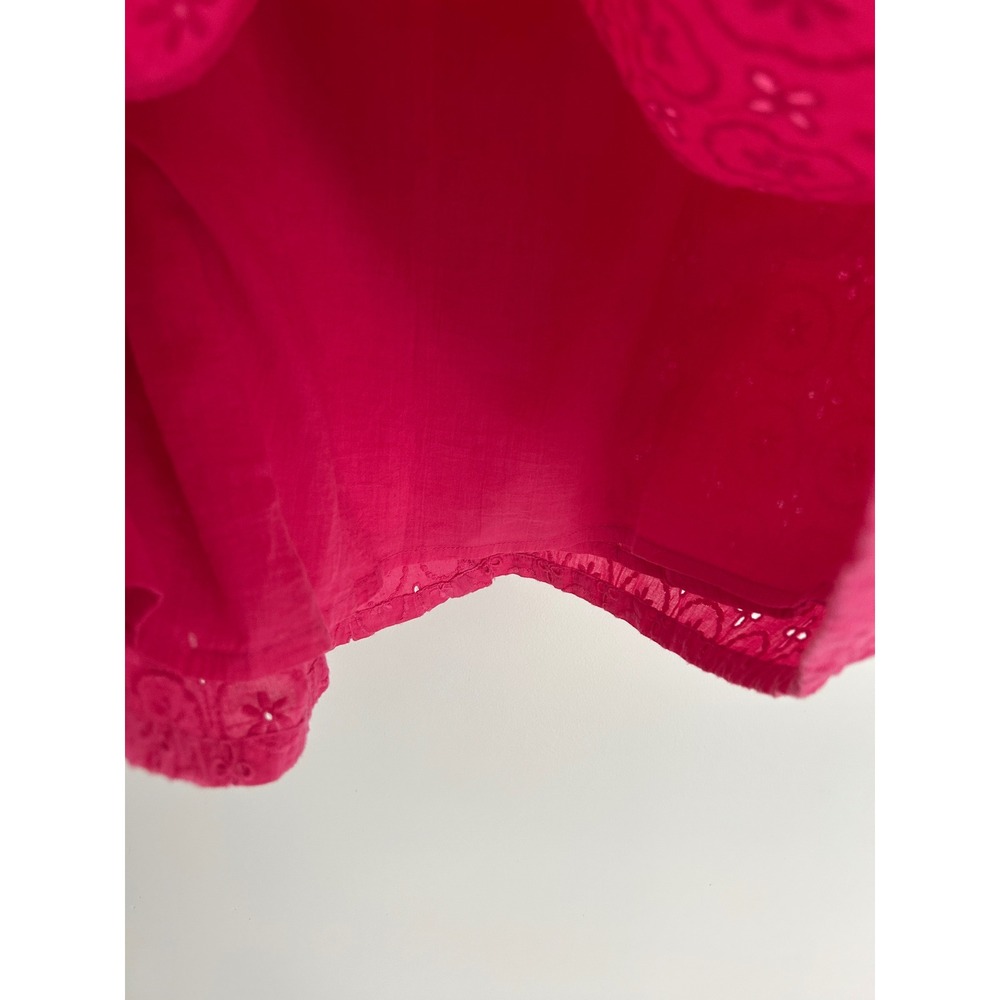Charlie Paige Hot Pink Cotton Eyelet Sleeveless Shift Dress Womens Small - Picture 5 of 9